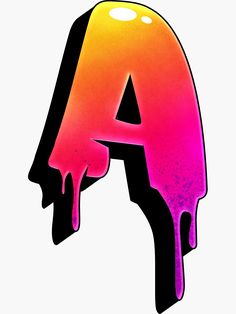 the letter a is dripping in pink and orange