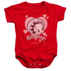 BETTY BOOP Name: "Baby Heart" Garment Style: Infant One Piece Color: Red Image On: Front Only Fabric: 100% Cotton Size Type: Infant Unisex See pictures for sizing charts Onesies For Babies, Betty Boop Baby, Rockabye Baby, Heart Bodysuit, Toddler Themes, Baby Heart, Black Betty Boop, Baby Bath Time