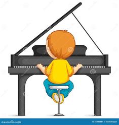 a boy playing the piano on a white background stock photo image 519786