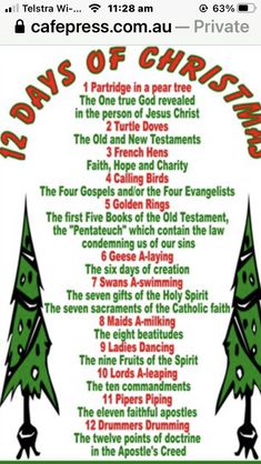 the christmas song is shown in green and red