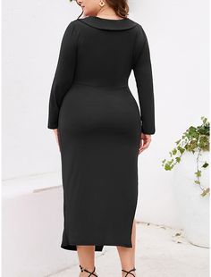 Women‘s Black Dress Cocktail Dress Plus Size Curve Party Dress Bodycon Midi Dress Wine Purple Long Sleeve Ruched Spring Fall Winter V Neck Fashion Winter Dress Birthday Winter Dress Birthday, Cocktail Dress Plus Size, Cocktail Dress Plus, Black Dress Cocktail, Wine Purple, Purple Long Sleeve, Dress Birthday, Bodycon Midi Dress, Winter Dress