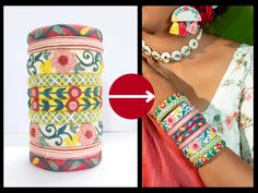 We provide absolutely gorgeous, one of a kind, hand embroidered bangles in cheerful colors using Cotton thread !  Note - This bangle can be customized for adults and kids too. You can customize your order matching your outfit that makes your complete attire look unique as you can see in the image section ( 2nd to 7th image ) and any alterations in colour or number of bangles can be done, please contact seller to satisfy your requirements. Colors can also be chosen from the shade card ( Refer Image 9th and 10th image ). We are a one stop destination for a handmade cotton thread bangles for all occasions. We also sell the most beautiful return bangles for Wedding, Baby Shower, Housewarming, Birthday etc. Note - Product colour may slightly vary due to photographic lighting sources or your mon Embroidered Bangles, Flower Bangles, Bangles Bridal, Bracelet Indian, Indian Bangles, Shade Card, Bracelet Fil, Bangles Set, Thread Bangles