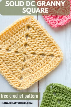 Learn how to make a solid all double crochet granny square! This beginner-friendly crochet square is made with all double crochet stitches + chains making this the perfect square for a beginner. Complete photo and video tutorial provided to walk you through each step. This solid square is so versatile - perfect for blankets, bags, wearables and more! Closed Granny Square Crochet Pattern, Types Of Crochet Squares, Simple Crochet Granny Square Pattern Free, Easy One Color Granny Square, 6 Inch Granny Squares, Solid Granny Square Pattern Diagram, Granny Square Rows Patterns, Solid Crochet Squares Pattern Free, How To Crochet A Basic Granny Square