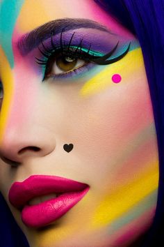 Pastel Explosion Make-up by Karla Powell For Rock Beauty London 2014 Fantasy Make-up, Make Carnaval, Extreme Makeup, Drag Make-up, Bright Makeup, Avant Garde Makeup, Rainbow Makeup, Crazy Makeup, Blair Waldorf