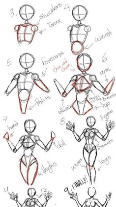 how to draw the human body with different poses and expressions for each character in this video