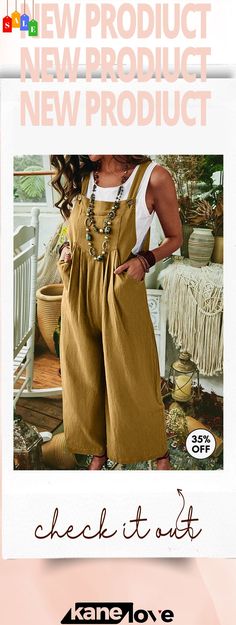 Witty Remark Linen Pockets Vintage Overall Jumpsuit Casual Brown Jumpsuits And Rompers, Brown Relaxed Fit Jumpsuits And Rompers With Pockets, Brown Overalls With Pockets For Spring, Casual Brown Overalls For Summer, Brown Jumpsuits And Rompers With Pockets For Spring, Witty Remarks, Overall Jumpsuit, Jumpsuits And Romper, No Limit