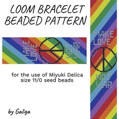 a cross stitch book with the title loom bracelet beaded pattern for the use of miki delica size 10 seed beads