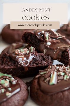 This is a photo of andes mint cookies with mint chocolate ganache. Oreo Cake Pops, Andes Mint Cookies, Andes Mint Chocolate, Mint Desserts, Mint Chocolate Cake, Chocolate Thumbprint Cookies, Andes Mint, Bakers Chocolate, Mint Brownies