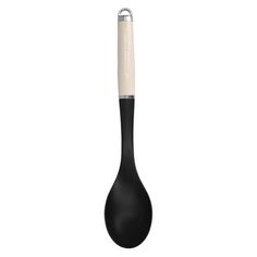 a black and white spoon with a handle