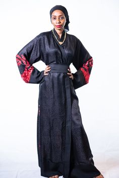 african-silk-dress-floor-lenght Black Kimono With Kimono Sleeves For Party, Black Long Kimono For Party, Long Black Party Kimono, Black Long Evening Robe, Long Black Evening Robe, Black Silk Kaftan With Kimono Sleeves, Black Silk Evening Kimono, Elegant Black Satin Kimono, Black Long Kimono For Formal Occasions