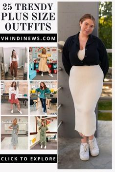 22 Chic and Trendy Plus Size Women Outfits: Amazing Outfit Ideas for Plus Size Women 46 Fashion Over 50 Plus Size, Outfit Ideas For Plus Size, Hourglass Outfits, Plus Size Fashion Tips, Best Casual Outfits, Plus Size Boutique