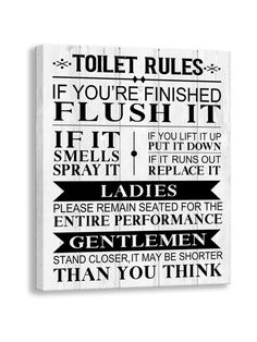 a black and white poster with the words toilet rules