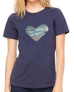 One of our newest designs is our Take me to the Beach tee. If you love the beach and would rather be there NOW, then this shirt is for you.Our women's  fitted beach tee is 4.2 oz Pre-Shrunk, 100% Combed Cotton Jersey with a 1x1 baby rib. This relaxed fit jersey t-shirt is both comfortable and flattering, designed to hug your curves. Wear it alone or layered – this shirt is so soft, you won't want to take it off! Wear it on the yoga mat or to the beach to let everyone know how you stay in balance Relaxed Fit Screen Print T-shirt For Beach Season, Soft-washed T-shirt For Beach Vacation, Cheap Beach T-shirt With Front Print, Tropical Cotton T-shirt For The Beach, Beach Vacation Tropical Print T-shirt, Beach Tee, Beach T Shirts, Woman Beach, Dolman Sleeve