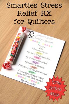 Quilters Survival Kit, Party Favors For Quilters, Sewing Retreat Favors, Quilting Acronyms, Quilt Retreat Ideas, Sewing Games, Quilt Games, Quilt Retreat Favors, Quilt Guild Programs