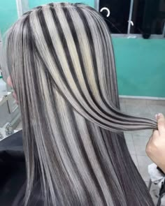 Platinum Blonde Hair With Black Streaks, Zebra Print Hair, Grey Brown Hair, Hidden Hair Color, Ice Blonde Hair, Fire Hair, Girl Hair Colors