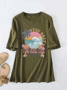 Lasaky - Loose Fit Stylish Casual Short Sleeve Shirt Olivia Mark, Types Of Collars, Fashion Boutique, Army Green, Short Sleeve Shirt, Sleeve Shirt, Casual Shorts, Types Of Sleeves, Cover Up