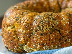 a bundt cake with sesame seeds on top