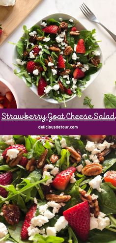 strawberry goat cheese salad with spinach and pecans