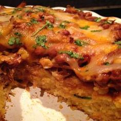 a slice of lasagna casserole on a plate