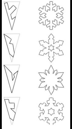 snowflakes are shown with different shapes to make them look like they have been cut out