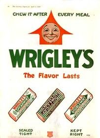 an advertisement for wrigley's the flavor last