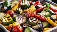 GRILLED VEGGIES Vegetarian Casserole, Marinated Vegetables, Summer Vegetables, Grilled Dinner, Vegetable Medley, Tasty Vegetarian Recipes, Vegetable Side, Grilled Veggies, Fruit Dishes