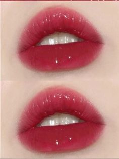 Korean Makeup Look Lips, Douyin Makeup Red Lip, Red Lipstick Makeup Korean, Peachy Lips Korean, Korean Pink Lips, Pop Makeup, Bengali Bridal Makeup, Red Lip Makeup, Soft Makeup