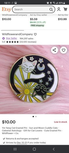 Cat Enamel Pin, Astrology Gift, Cat Lover Gifts, Cat Gifts, Astrology, Cat Lovers, Etsy Seller, 10 Things