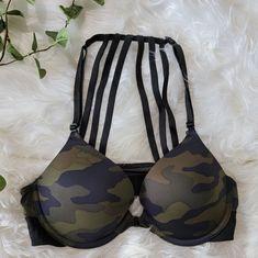 Pink Victoria's Secret Camo Push Up Bra *Never Worn *No Stains *Perfect Condition *Smoke And Pet Free Household Accepting Resonable Offers. Please Feel Free To Message Me With Questions Push Up Bra, Push Up, Women's Intimates, Victoria Secret Pink, Pink Ladies, Camo, Bra, Pink, Women Shopping