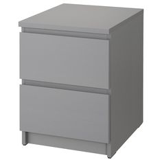 a gray filing cabinet with two drawers