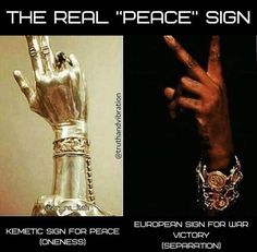 the real peace sign is shown in two different pictures