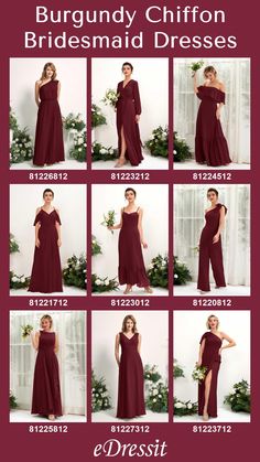 the bridesmaid dresses are all different colors and sizes