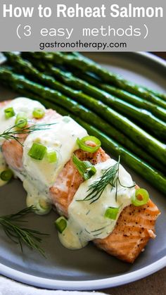 mustard dill salmon with sauteed asparagus arranged on a plate. How To Reheat Salmon, Salmon For Dinner, Leftover Salmon, Carrots And Green Beans, Frozen Salmon, Fennel Salad, Cooking Salmon, Healthy Sides