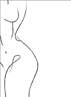 the outline of a woman's body is shown in black and white, with one line