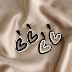 Material: Alloy Color: Black Love Heart Stud Earrings, White Love Heart Stud Earrings Style: Korean Korean Style Black Love Heart, White Love, Heart Stud Earrings, Earrings White, Niche Design, Heart Studs, Style Korean, Heart Earrings Studs, Small Jewelry