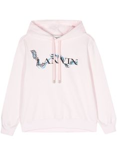 light pink cotton jersey texture drawstring hood logo print to the front long sleeves ribbed cuffs and hem fleece lining When buying this unisex item, keep in mind that it is graded in standard men's sizing Pink Cotton Hoodie With Logo Detail, Pink Hoodie With Logo For Winter, Casual Pink Hoodie With Logo Detail, Pink Winter Hoodie With Logo Detail, Pink Winter Hoodie With Logo, Pink Winter Sweatshirt With Logo Detail, Logo Long Sleeve Sweatshirt For Spring, Spring Logo Sweatshirt With Long Sleeves, Long Sleeve Logo Sweatshirt For Spring