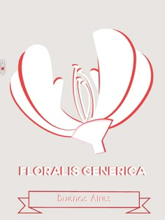 a white and red flower with the words horais generala written in spanish