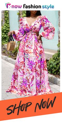 Red Casual Print Split Joint V Neck Cake Skirt Dresses Spring Red Maxi Dress With Flowy Skirt, Red Flowy Maxi Dress For Spring, Red Flowy Skirt Dress For Summer, Red Flowy Skirt Dress For Vacation, Purple Fashion Casual, Church Attire, Cake Skirt, Purple And Gold Dress, Hot Jumpsuits