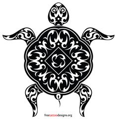 a black and white drawing of a turtle with intricate designs on it's back