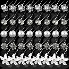 PRICES MAY VARY. 【Various Design Options】You will get 40 bridal hair pins, which are 5 different styles. This includes 8 hairpins with a single rhinestone, 8 hairpins with a single pearl, 8 hairpins that combine rose shapes with diamond decorations, 8 hairpins with a design of 1 pearl and 6 diamond decorations, and 8 single rhinestone flower hairpins. These hair accessories for women wedding are diverse in style, sufficient quantities, and fully capable of meeting your various daily hair accesso Bridal Hair Clips, Flower Bridal Hair, Accessories Pearl, Wedding Bridal Hair, Stocking Stuffers For Women, Pearl Headpiece, Bridesmaid Hair Accessories, Rhinestone Hair Pin, Diamond Decorations