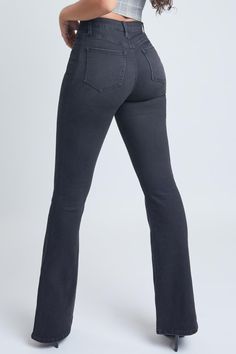 The Women's High-Rise Flare Jeans With Shadow Side Panel are designed with a super high-rise, single-button closure with front zip, classic five pocket construction, a super trendy flared fit with shadow side panel design, and belt loops. Measurement (Based on size 5) - Inseam: 34” - Rise (To top edge of band): 11” - Leg Opening: 30” Composition -75% Cotton/ 23% Polyester/ 1% Rayon/ 1% Spandex • Machine wash cold. • Model is wearing a size 3. Ymi Jeans, Womens Flare Jeans, Junior High, Panel Design, Medium Blue, Panel Siding, Flare Jeans, Blue Color, High Waisted