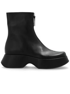 Mini Yoko black half boots, sleek and crafted from smooth calfskin, with front metal zip. This model is fitted with a rubber sole with non-slip texture, and a soft footbed, heel height 4 cmComposition: Leather, 100% Modern Leather Platform Boots With Zipper, Modern High Ankle Platform Boots With Zipper, Modern High Ankle Platform Boots With Zipper Closure, Modern Leather Moto Boots With Zipper, Black Calf Leather Boots With Zipper Closure, Modern Calf Leather Platform Boots With Sculpted Heel, Modern Calf Leather Platform Boots With Leather Sole, Modern Moto Boots With Lug Sole, Modern Moto Boots With Zipper And Round Toe