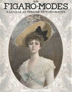 an old fashion magazine cover with a woman wearing a large hat and bow on her head