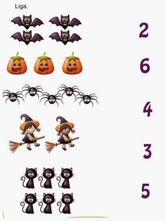 a halloween themed counting game with pumpkins and bats