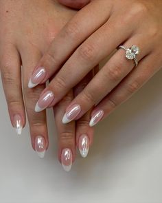 55  Chic Natural-Colored Chrome Nail Ideas For 2025 - DrExplains Asymmetric Nails, Asymmetrical French Nails, Gold Chrome French Tip Nails, Fall French Tip Nails, Fall French Tip, French Manicure With A Twist, Almond Shaped Nails Designs, Almond Nails French, Chrome Nails Designs