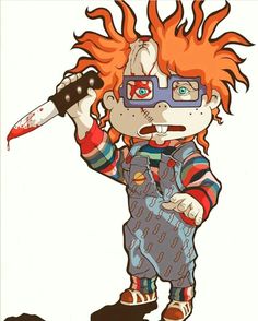 Chucky Rugrats, Dark Disney Art, Rugrats Characters, Chucky Horror Movie, Childs Play Chucky, Halloween Wallpaper Cute, Halloween Horror Movies, Childs Play, Cartoon Artwork