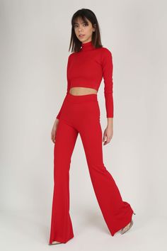 #red pants #bell bottoms pants #summer outfits #winter outfis #twin set #top set #pants set #night outfits Pants And Top Set, Bell Bottoms Pants, Red Dress Pants, Pants And Top, Skirt And Top Set, Bell Bottom Pants, Red High, Twin Set, Velvet Pants