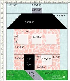 a house with the measurements for it to be cut out and placed on top of each other