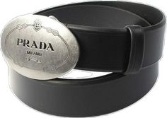 Leather Belt, Prada, Navy Blue, Buckle, Navy, Silver, Leather, Blue