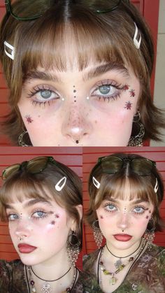 Gremlin Core Makeup, Gremlincore Makeup, Goblin Core Makeup, Hippie Makeup Looks Boho Style, Twee Makeup, Hippie Eye Makeup, Hippie Eyeliner, Fairy Grunge Makeup